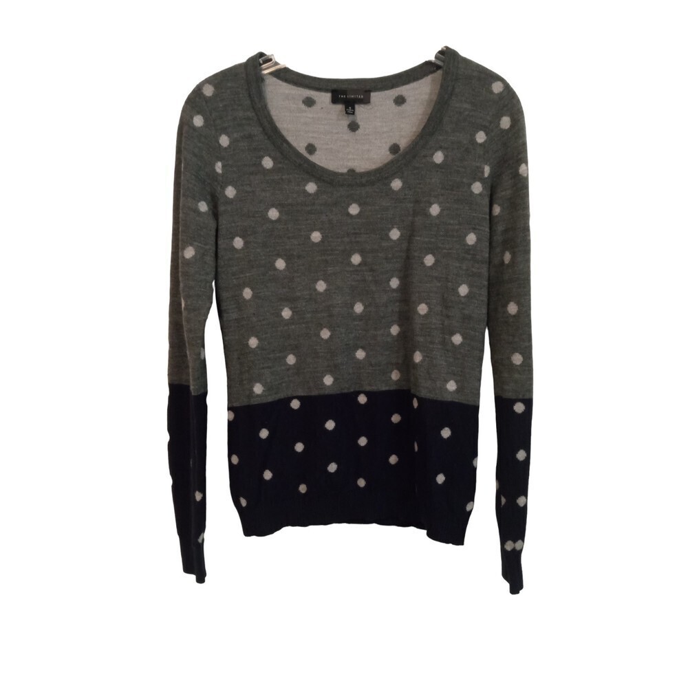 The limited Navy blue and grey Wool blend polka dot sweater